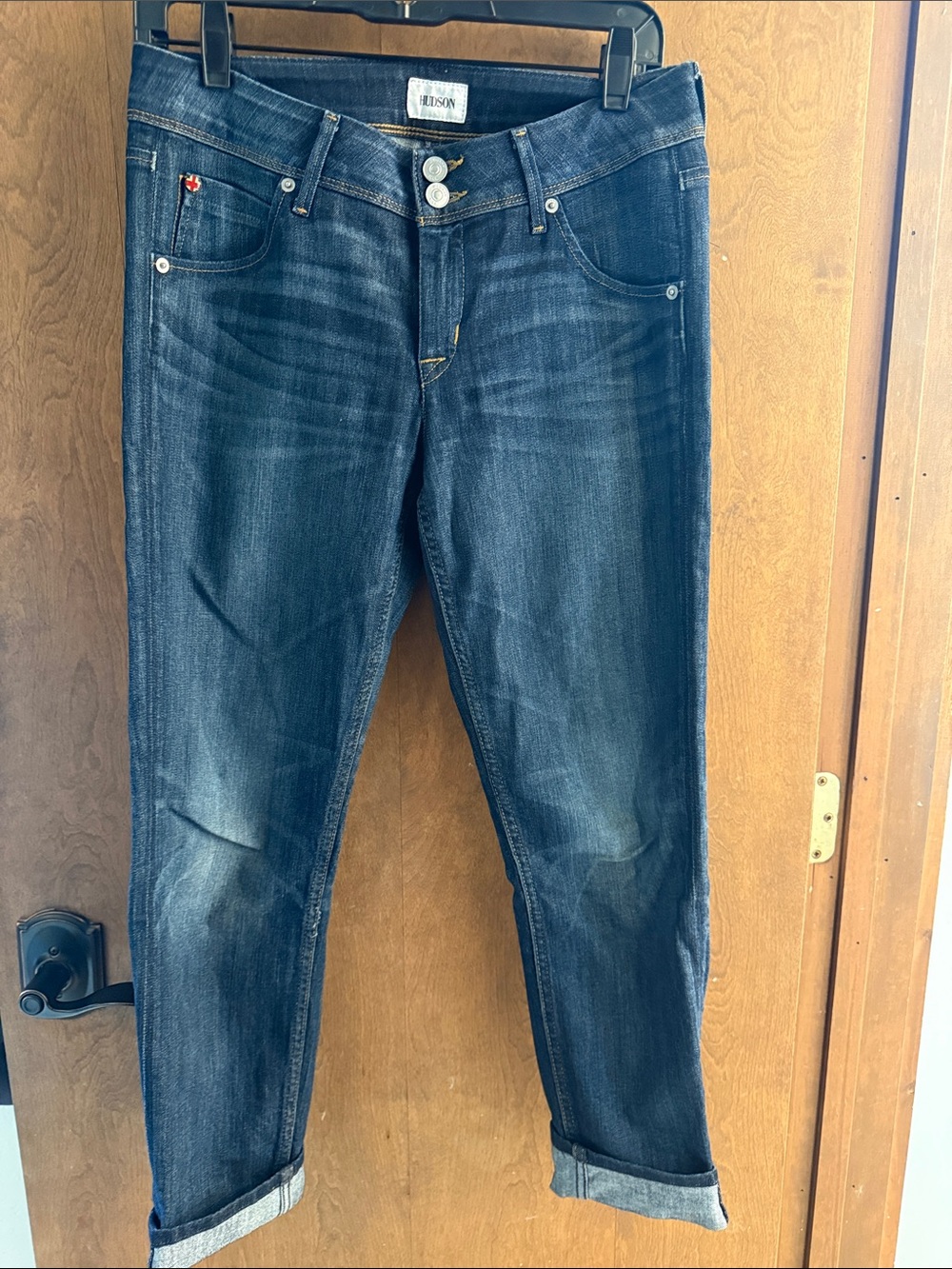 Hudson Jeans Women's Dark Blue Boyfriend Jeans with Cuffed Hem
